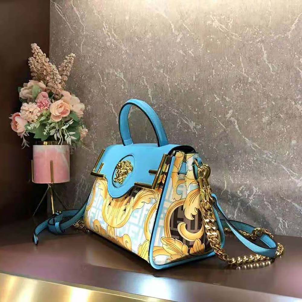 Fendi Women Fendace La Medusa Medium Handbag-Blue - image 5