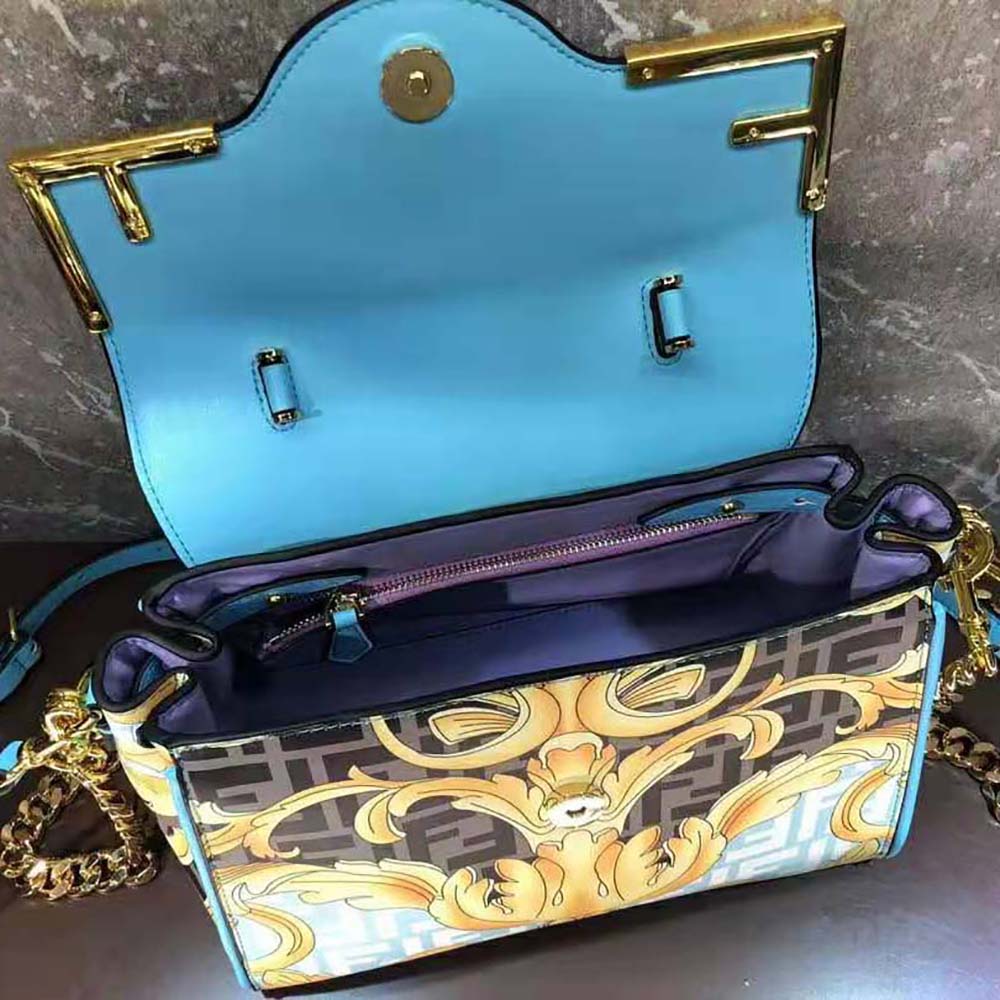 Fendi Women Fendace La Medusa Medium Handbag-Blue - image 9