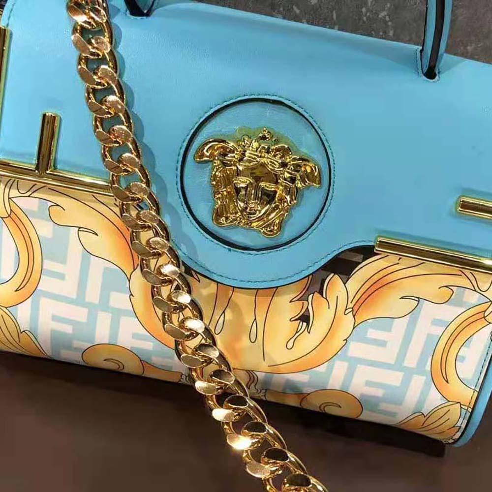 Fendi Women Fendace La Medusa Medium Handbag-Blue - image 8