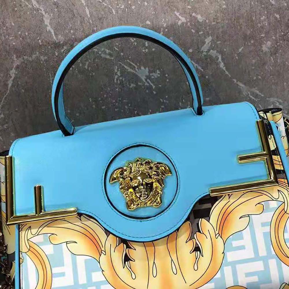 Fendi Women Fendace La Medusa Medium Handbag-Blue - image 7