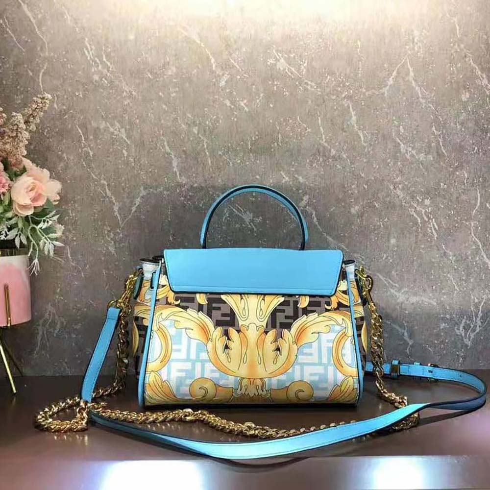 Fendi Women Fendace La Medusa Medium Handbag-Blue - image 4