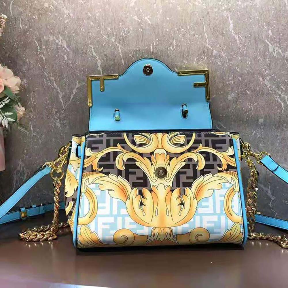 Fendi Women Fendace La Medusa Medium Handbag-Blue - image 6
