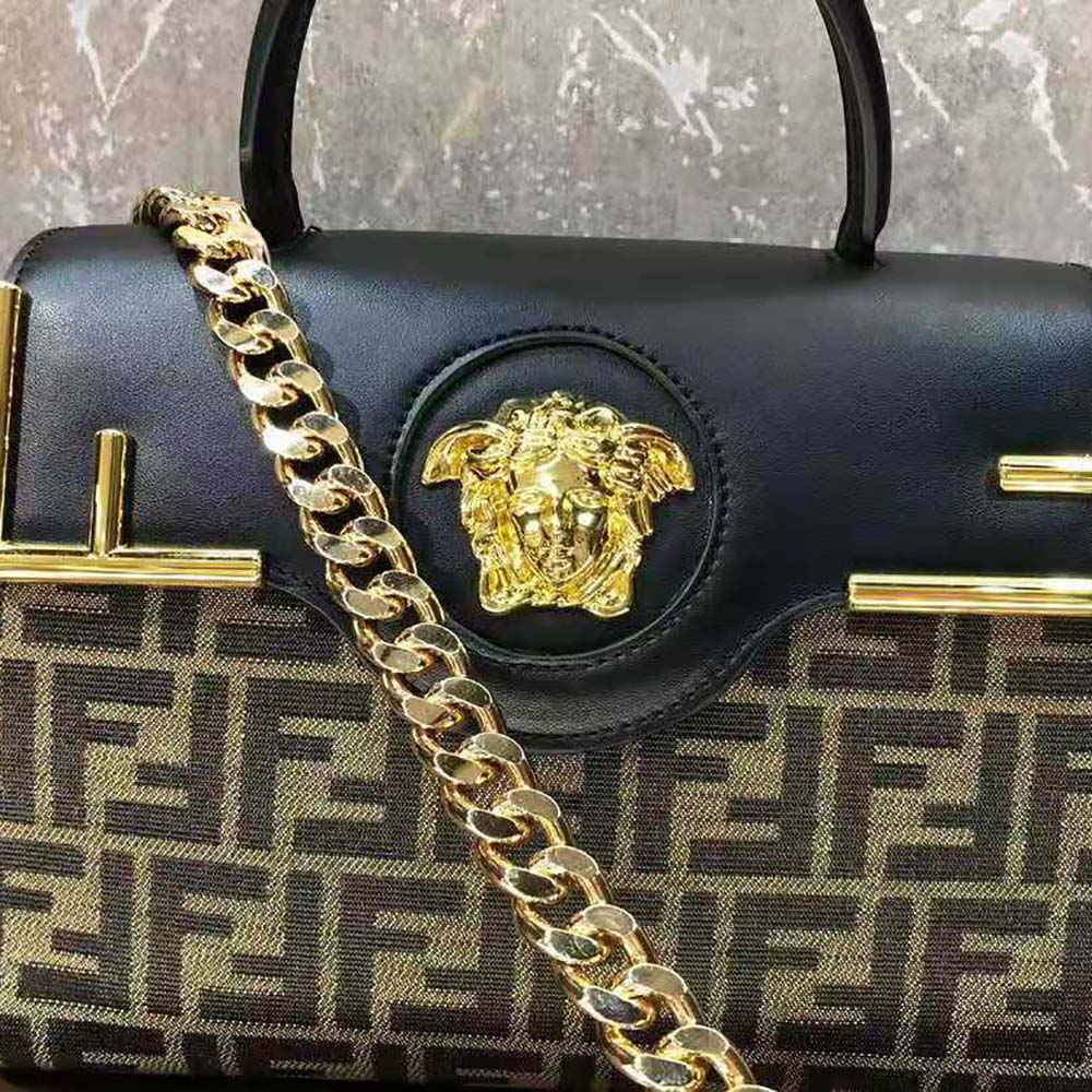 Fendi Women Fendace La Medusa Medium Handbag-Brown - image 10