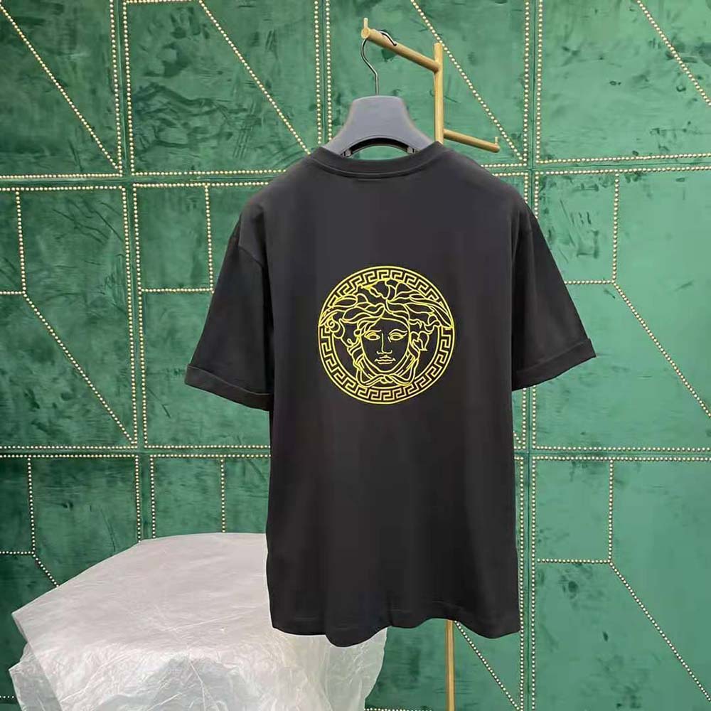 Side profile showing fit of Fendi Men Fendace Black Jersey T-shirt