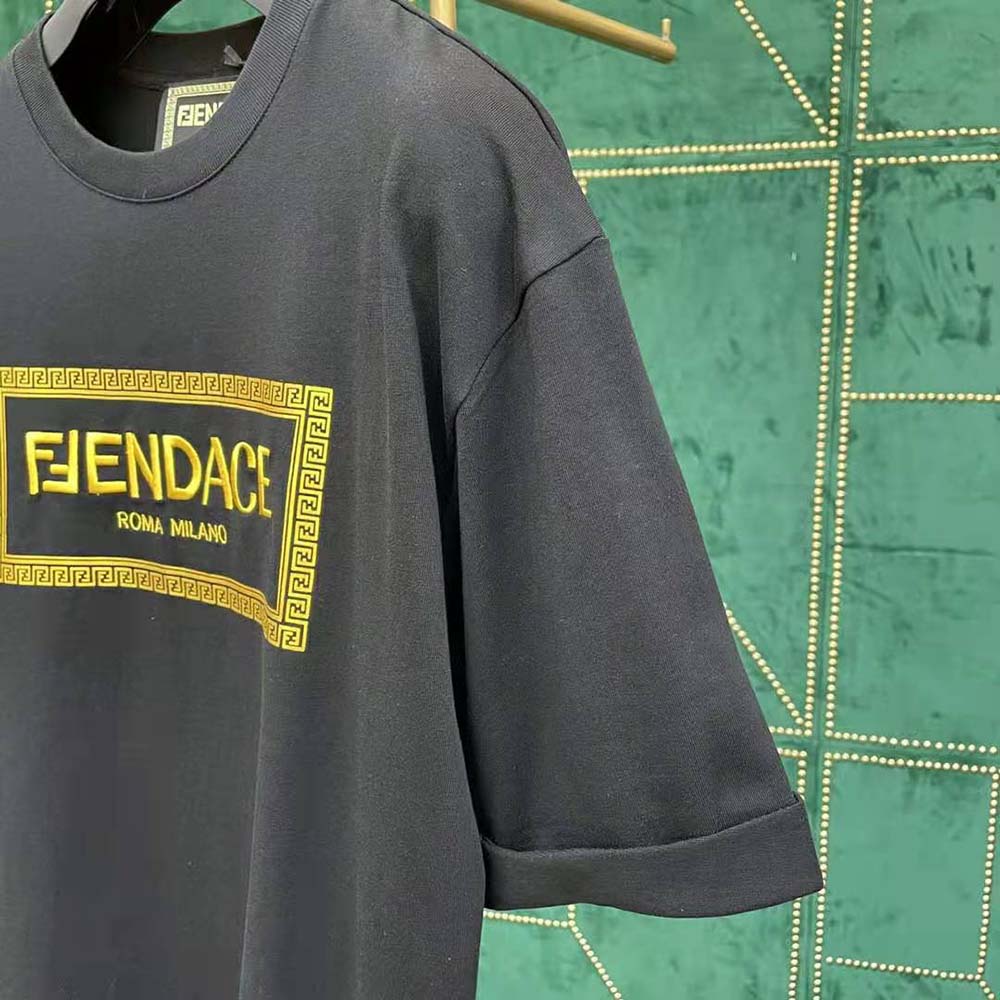 Fendi Men Fendace Logo Black Jersey T-shirt - image 8