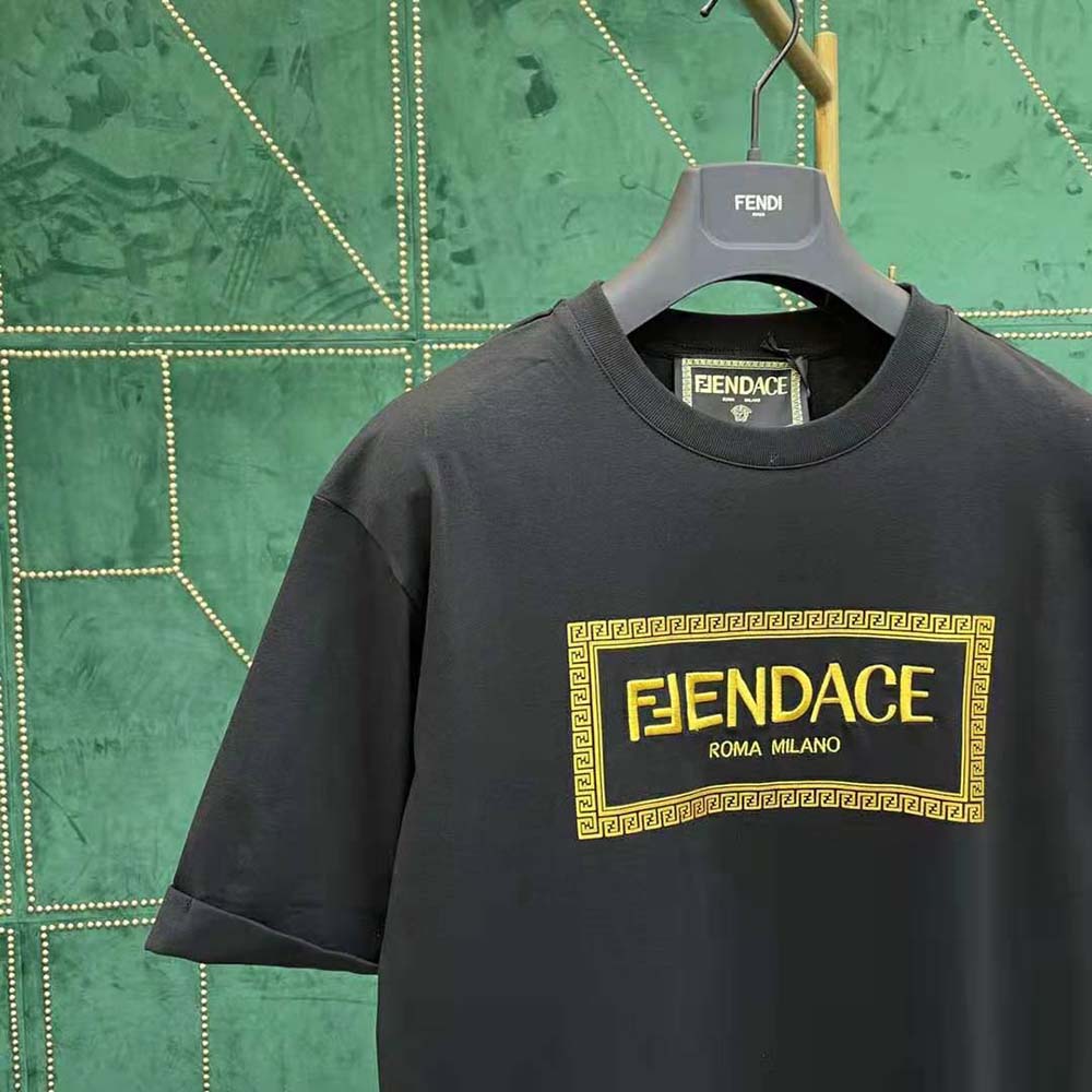 Fendi Men Fendace Logo Black Jersey T-shirt - image 6