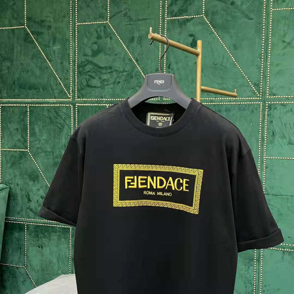 Fendi Men Fendace Logo Black Jersey T-shirt - image 4