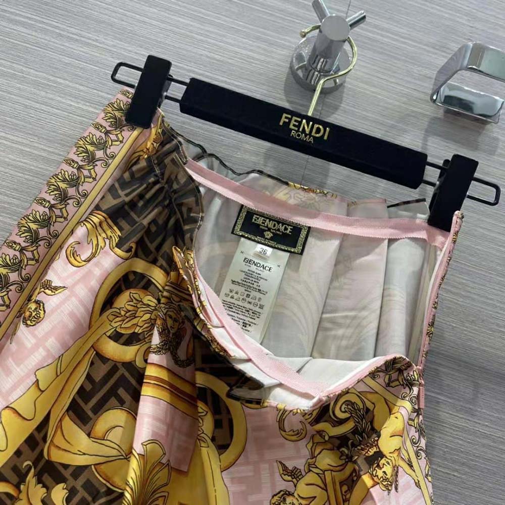 Fendi Women Fendace Multicolor Silk Skirt - image 6