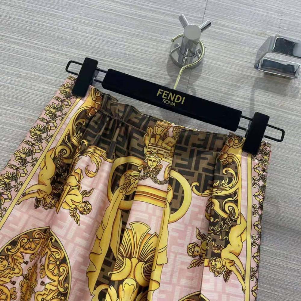 Fendi Women Fendace Multicolor Silk Skirt - image 8