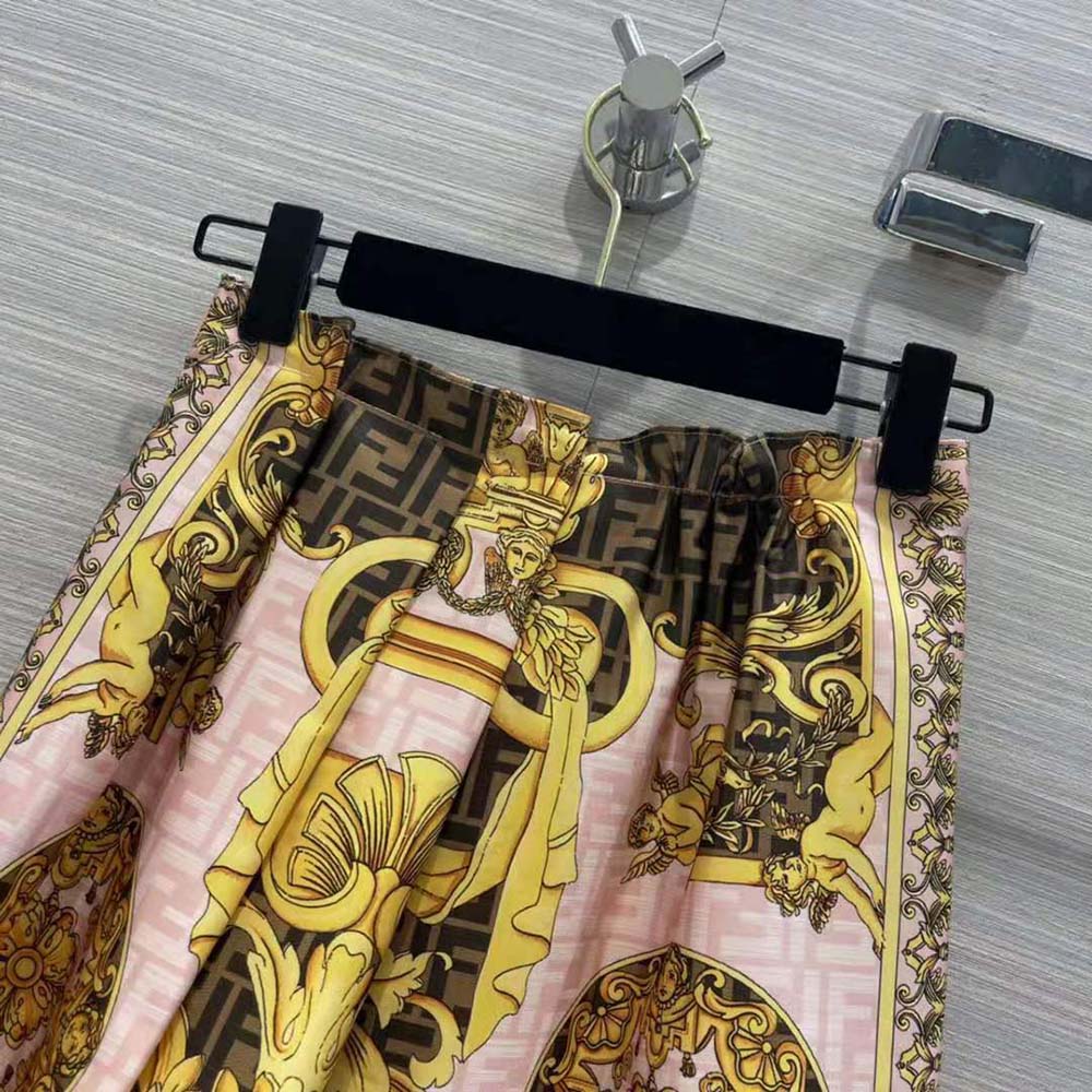 Fendi Women Fendace Multicolor Silk Skirt - image 4