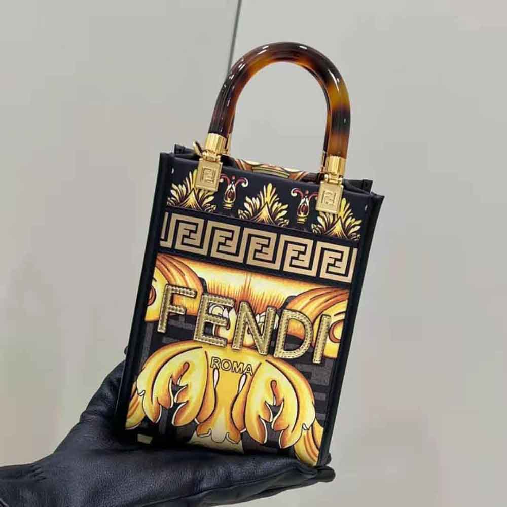 Fendi Women Mini Sunshine Shopper Fendace Printed FF Leather Mini Bag - image 4