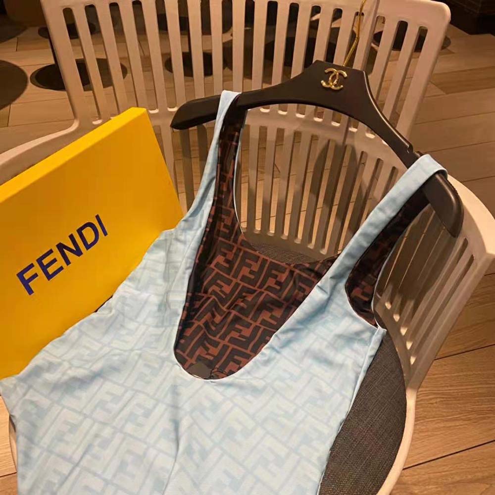 Fendi Women One-Piece Swimsuit Light Blue Lycra Swimsuit - image 4