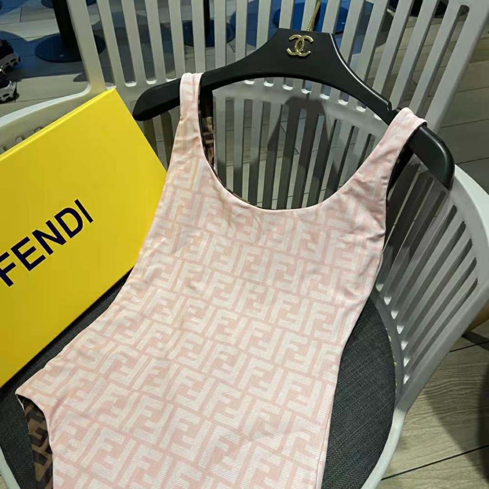 Fendi Women One-Piece Swimsuit Pink Lycra Swimsuit - image 4