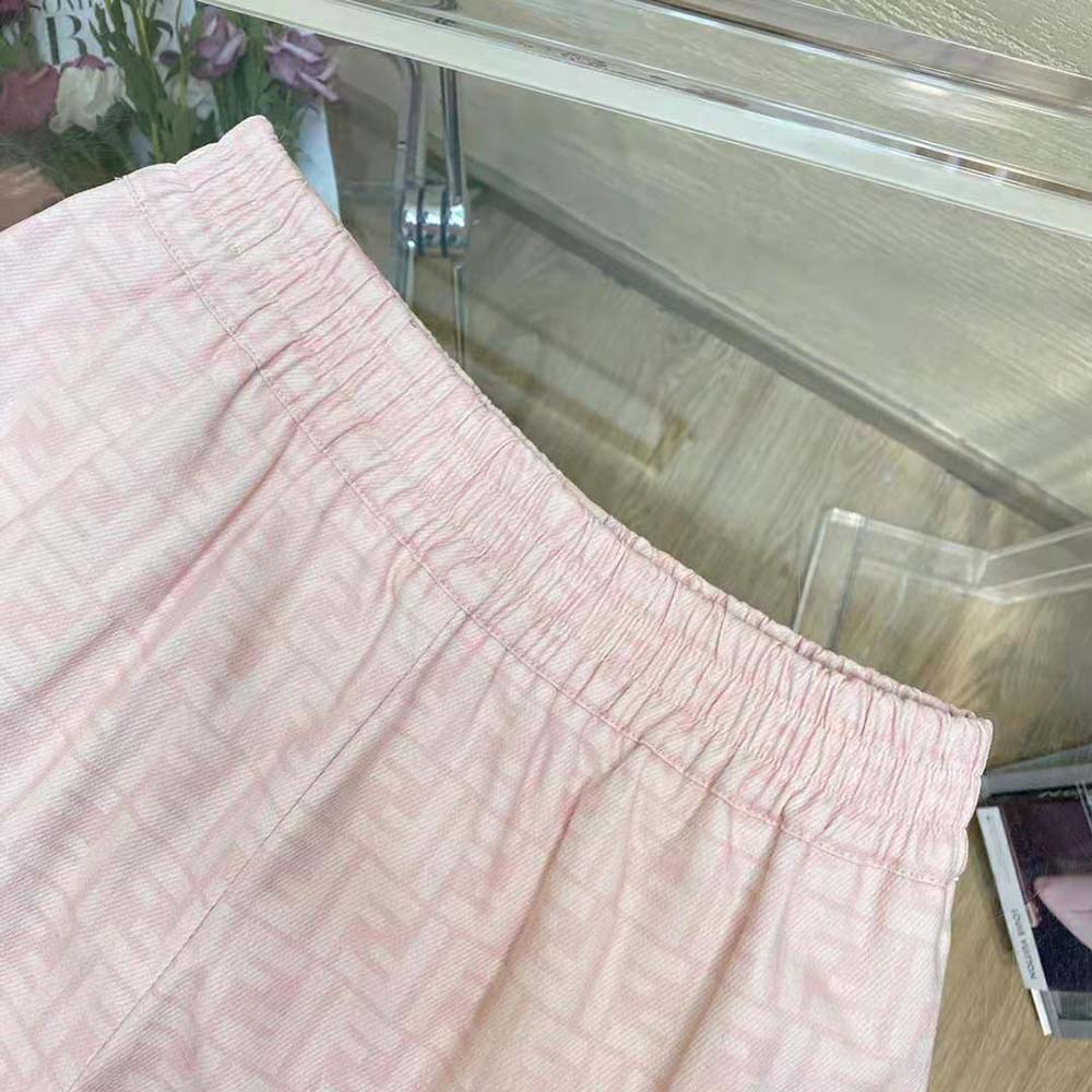 Fendi Women Pink Denim Shorts with A Rounded Hem - image 9