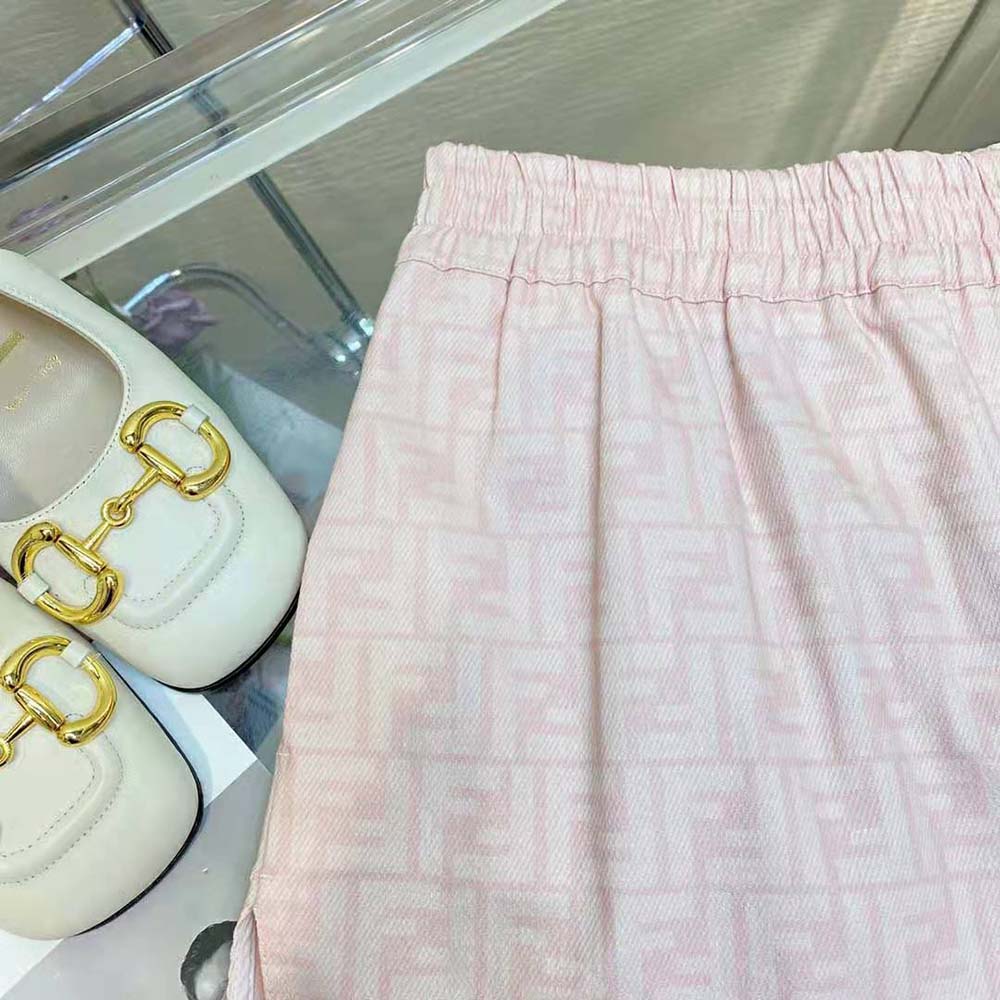 Fendi Women Pink Denim Shorts with A Rounded Hem - image 8