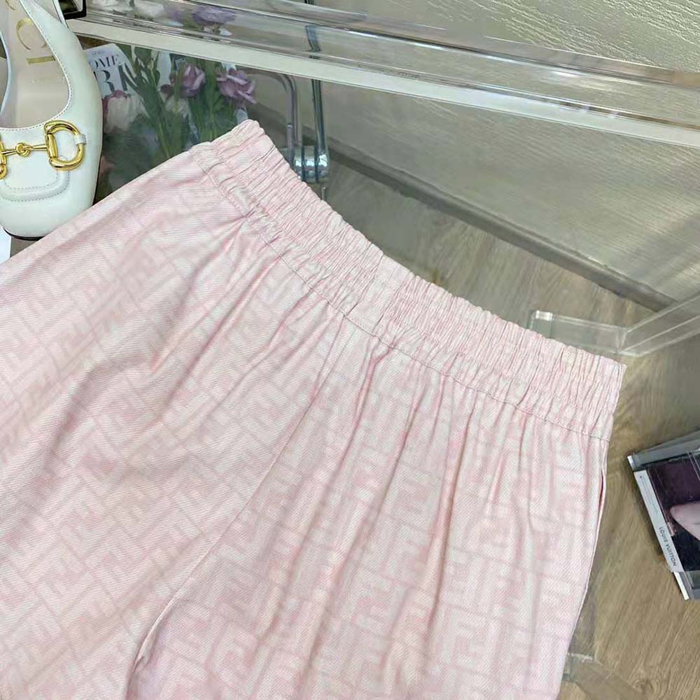 Fendi Women Pink Denim Shorts with A Rounded Hem - image 5