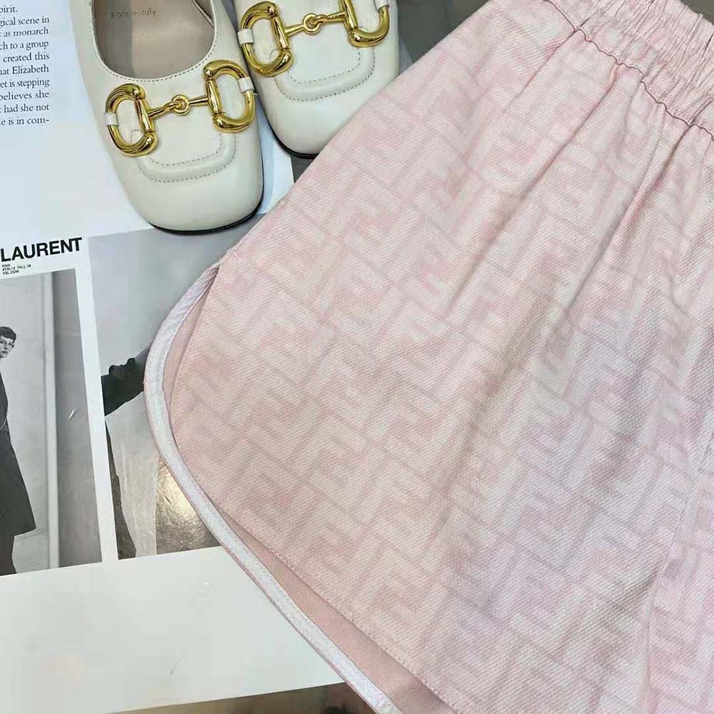 Fendi Women Pink Denim Shorts with A Rounded Hem - image 7