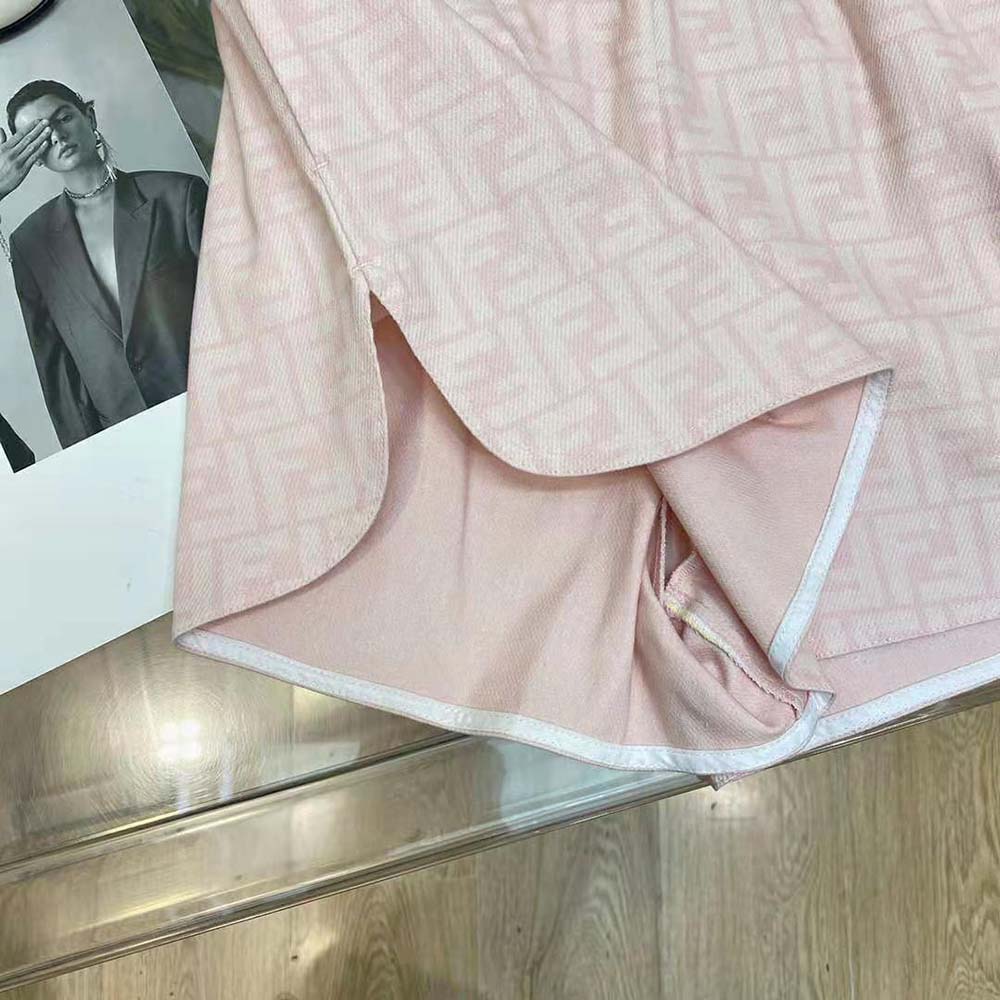 Fendi Women Pink Denim Shorts with A Rounded Hem - image 6