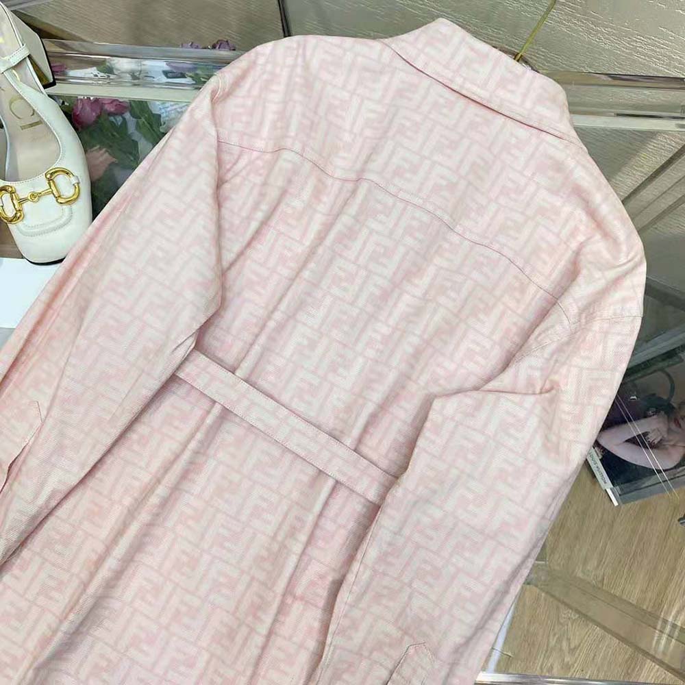 Fendi Women Pink Denim Go-To jacket with Shirt Collar and Low-Cut Set-in Sleeves - image 6