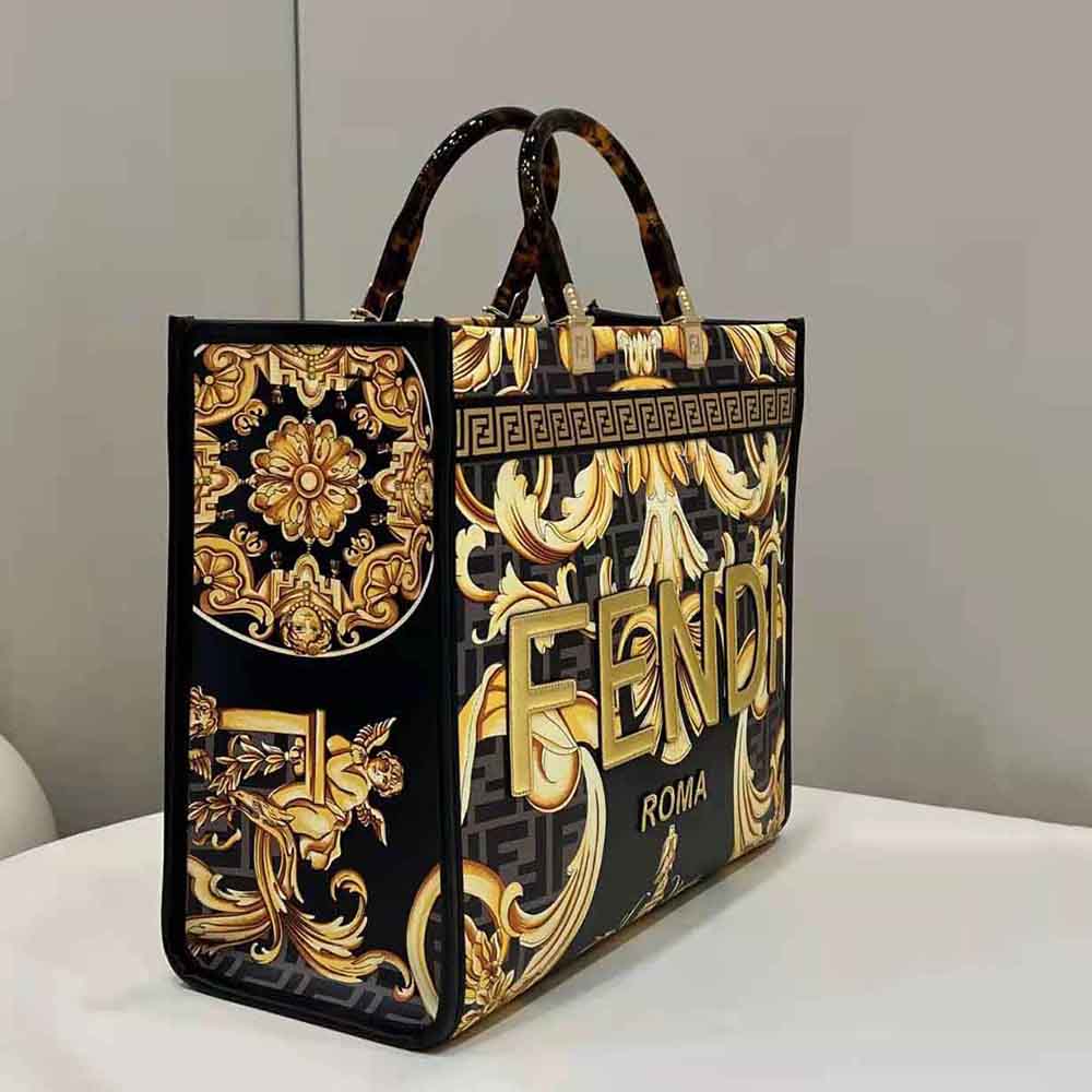 Fendi Women Sunshine Medium Fendace Printed FF Leather Shopper - image 4