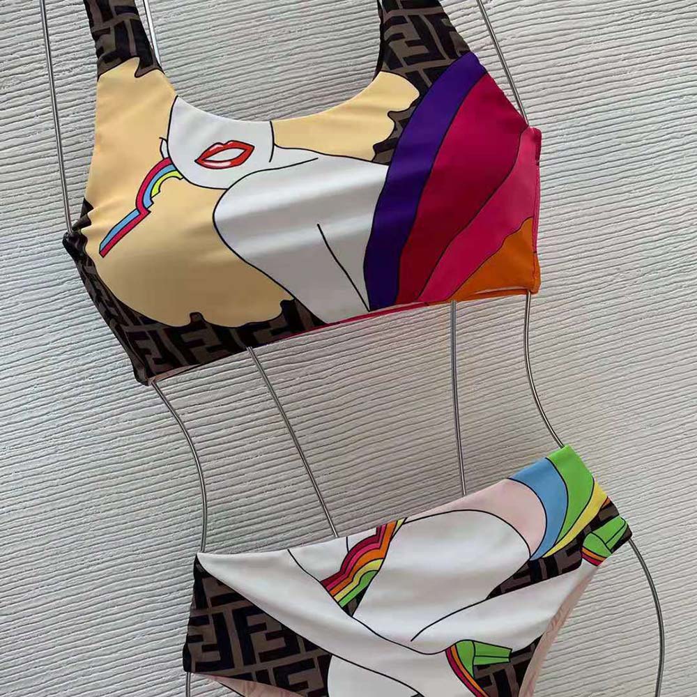 Fendi Women Swimsuit Multicolor Lycra Bikini-Pink - image 4