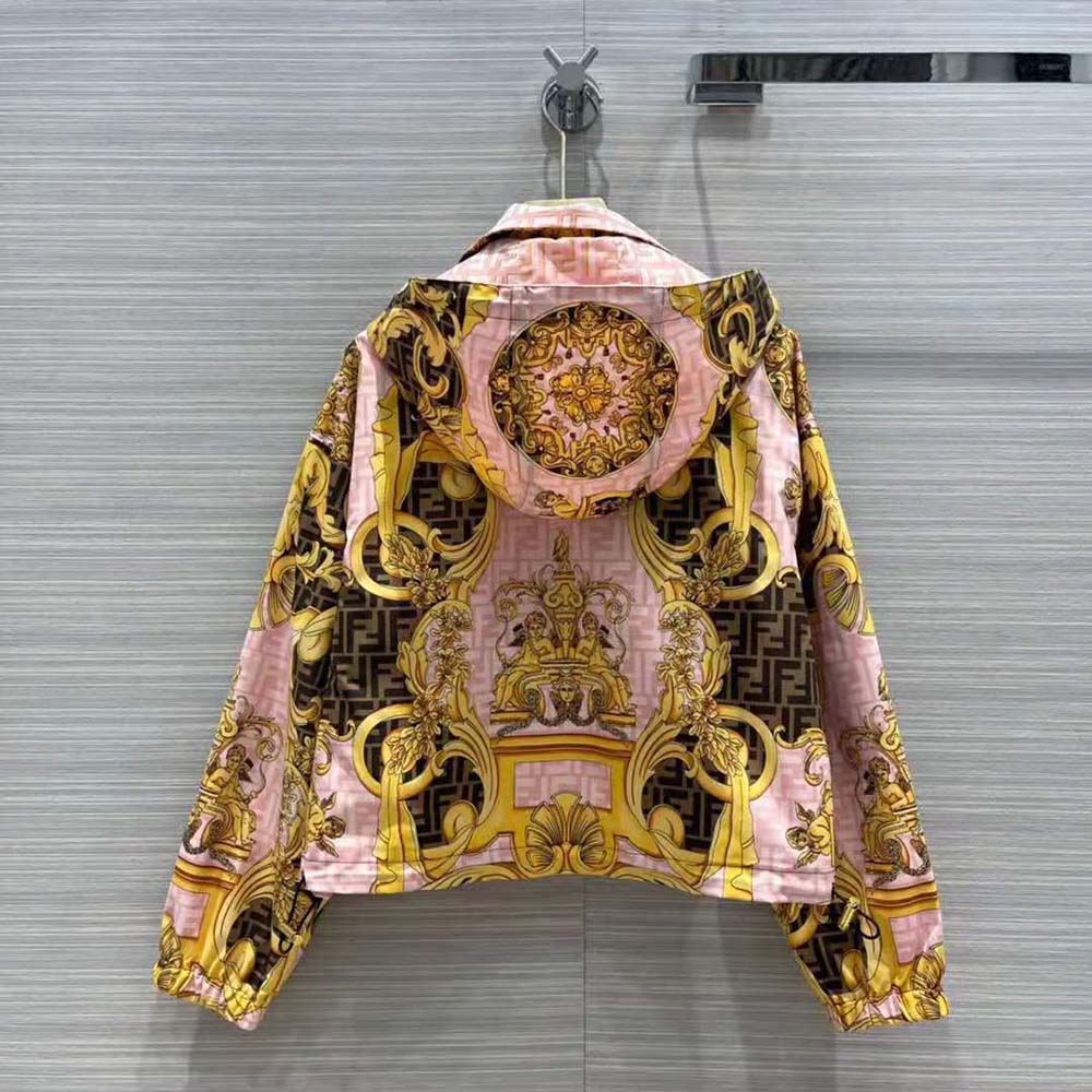 Fendi Women Windbreaker Fendace Multicolor Nylon Jacket - image 4