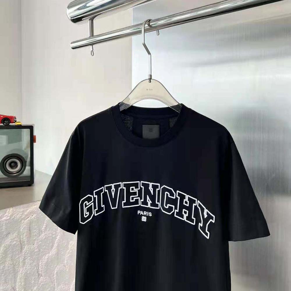 Givenchy Women T-shirt in GIVENCHY College Embroidered Jersey-Black - image 4