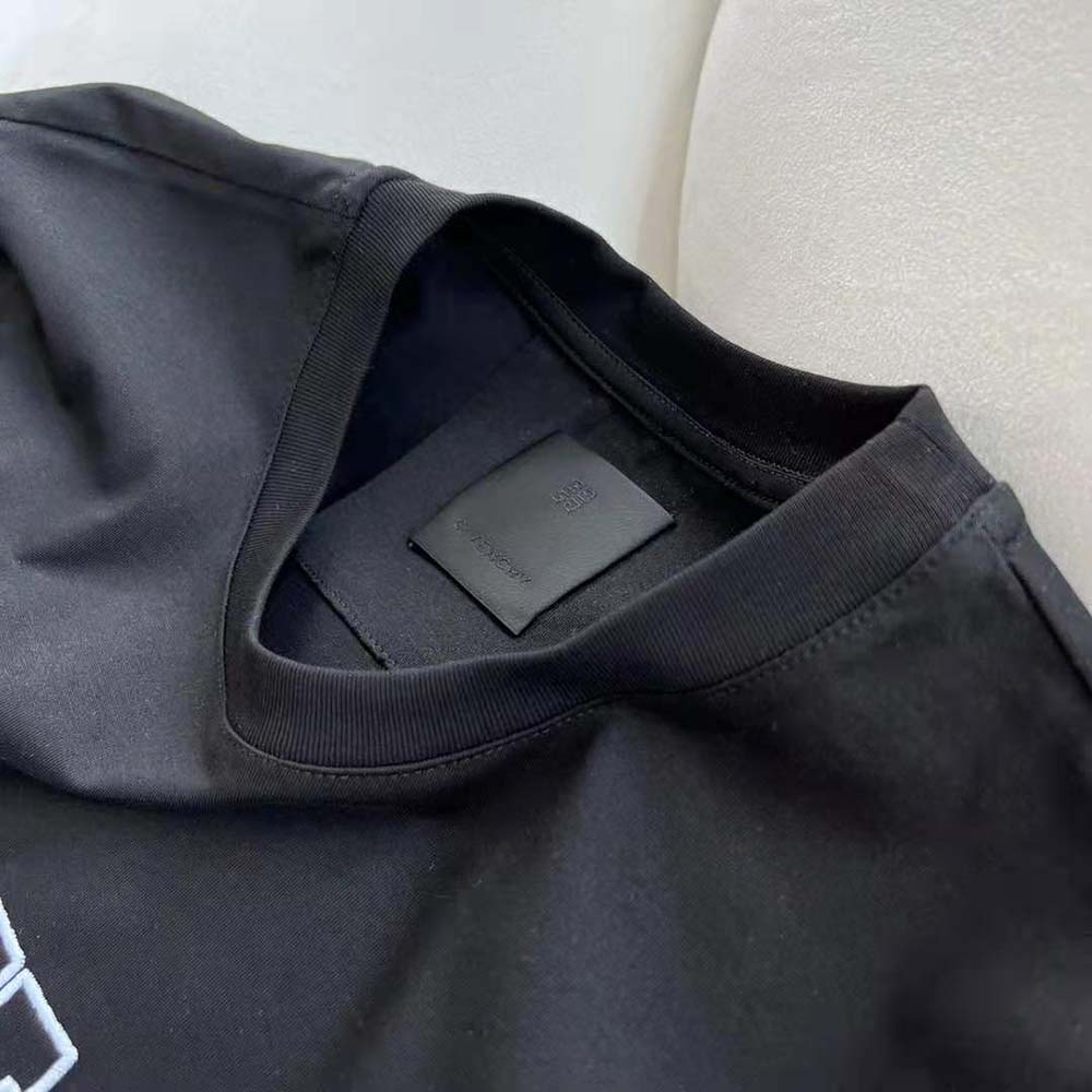 Givenchy Women T-shirt in GIVENCHY College Embroidered Jersey-Black - image 7