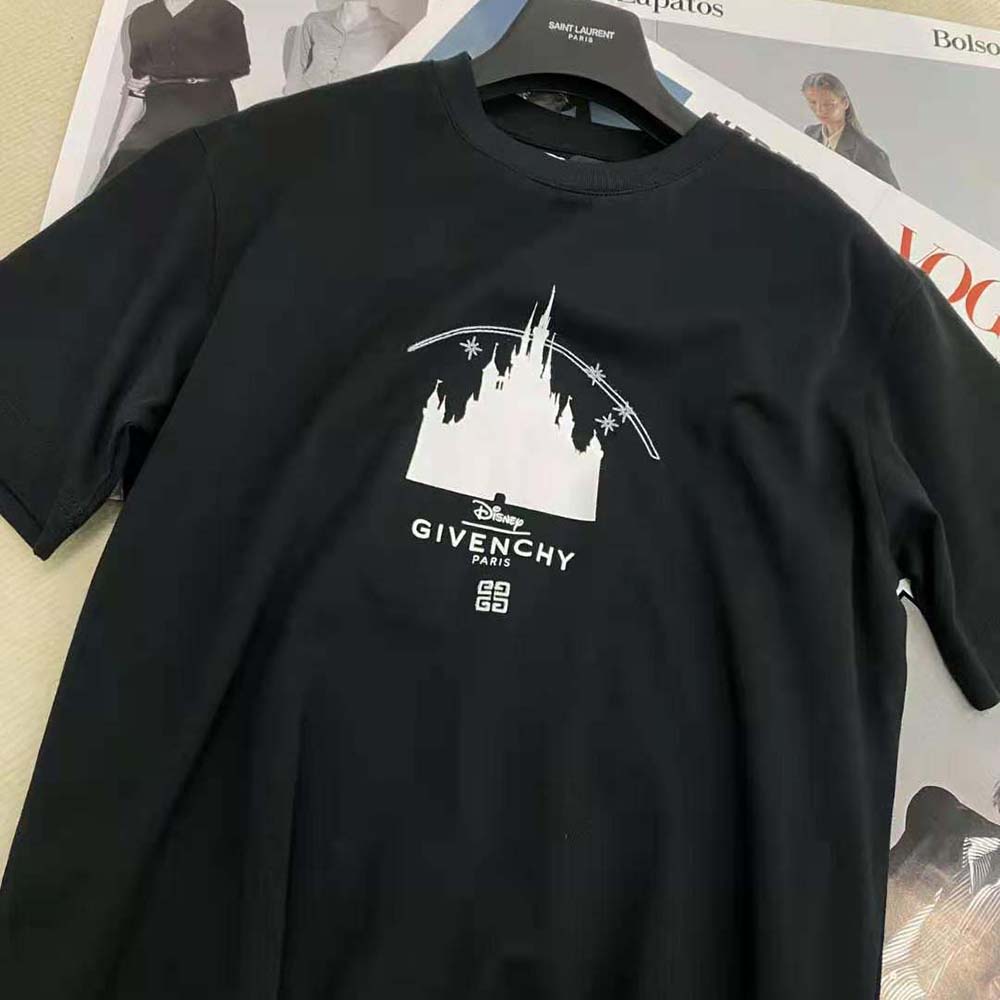 Close-up of Disney Castle print on Givenchy Men Disney Castle Slim Fit T-shirt