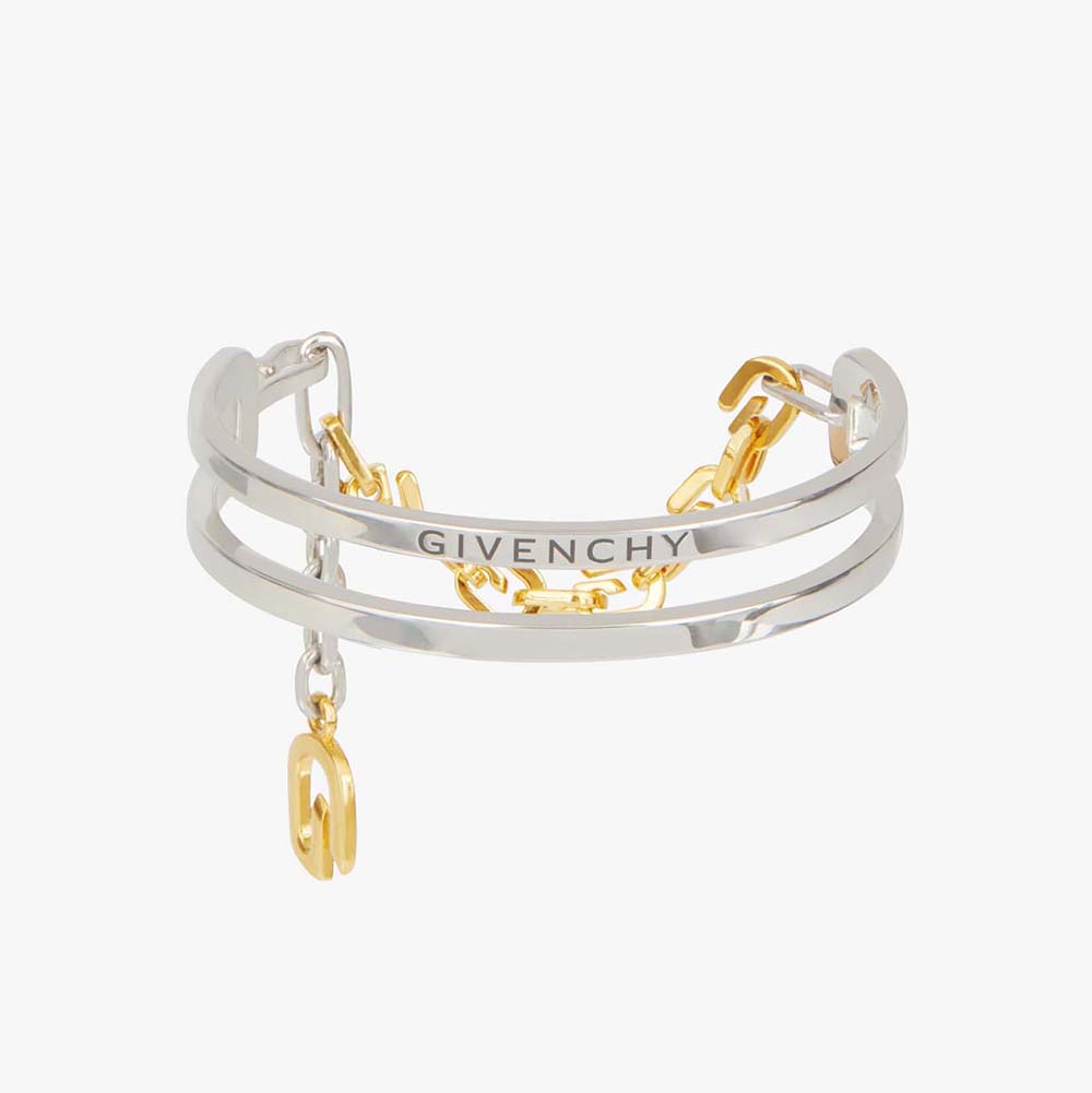 Close-up of Givenchy Women G Link Two Tone Bracelet clasp detail