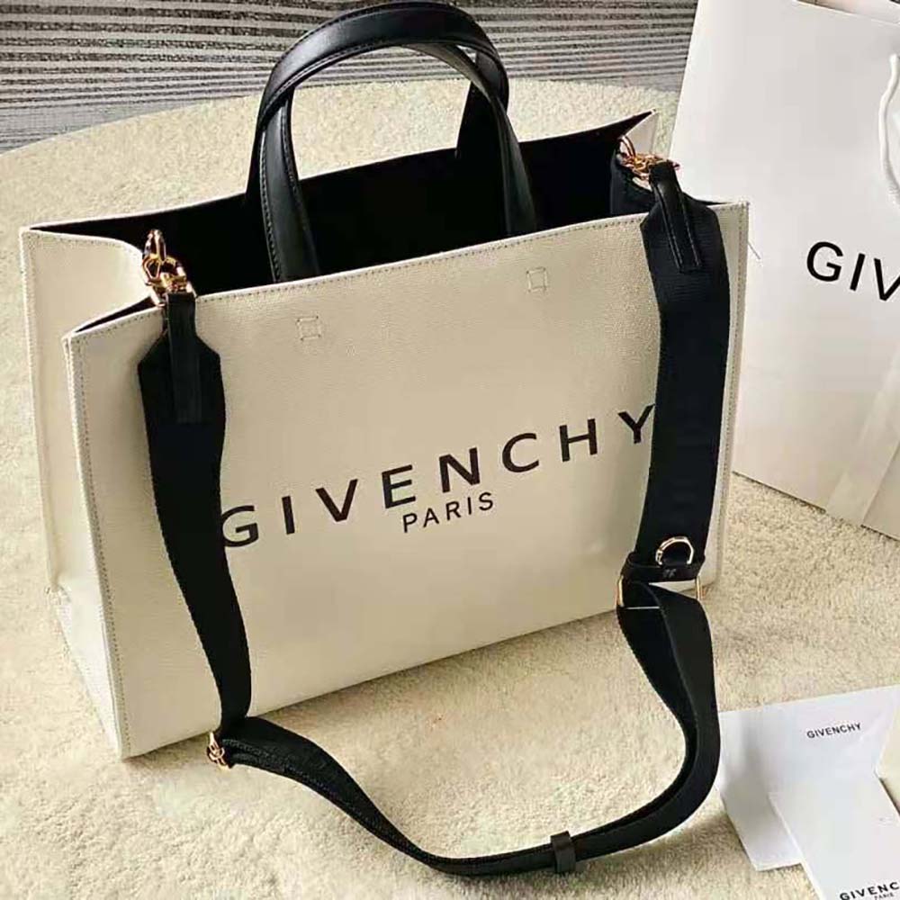 Close-up of silver G logo hardware on Givenchy Medium G Tote