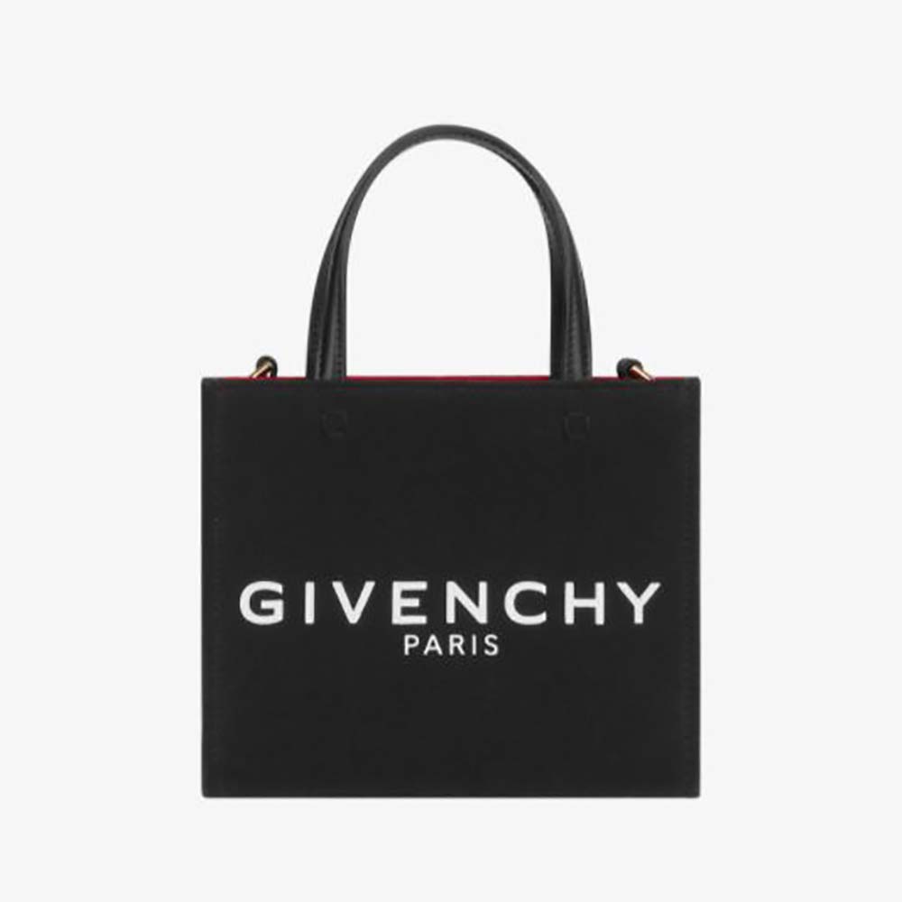 Front view of Givenchy Women Mini G Tote Shopping Bag in Canvas-Black