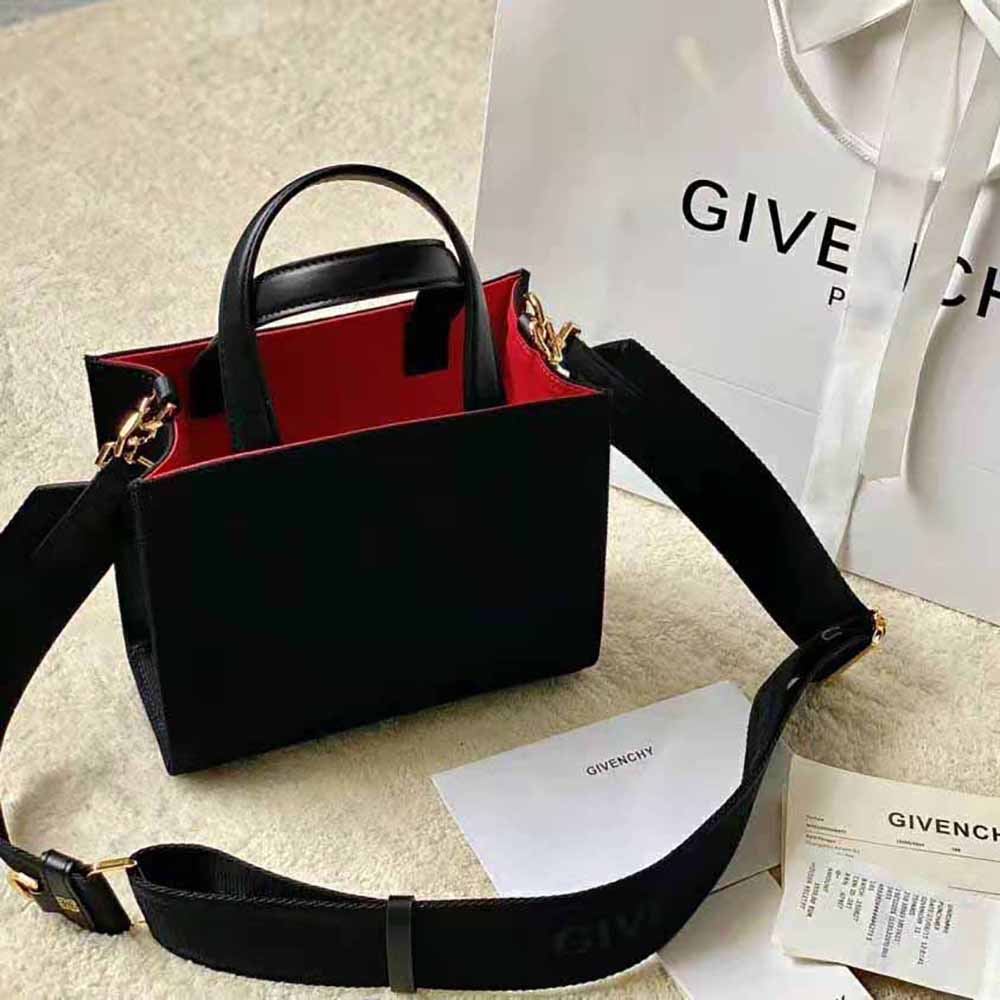 Side profile showing the slim silhouette of Givenchy Women Mini G Tote