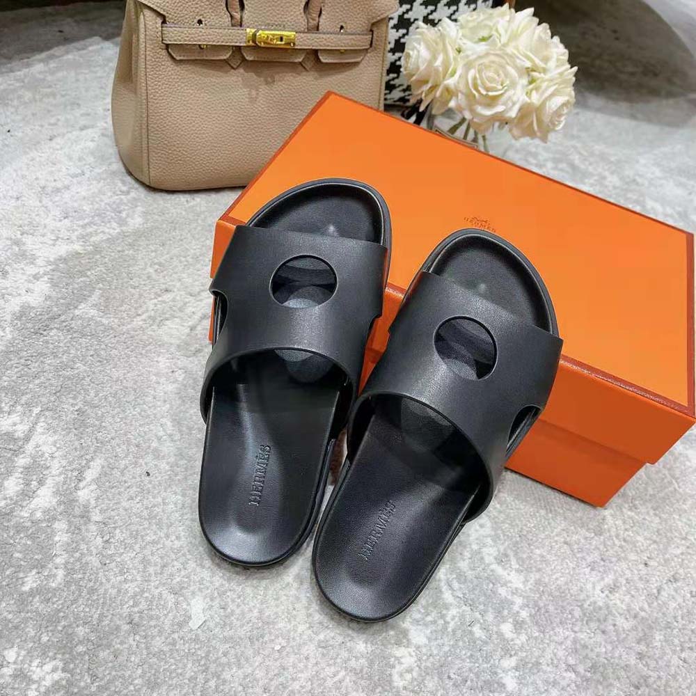 Hermes Women Edith Sandal in Calfskin with Perforated Upper-Black - image 4