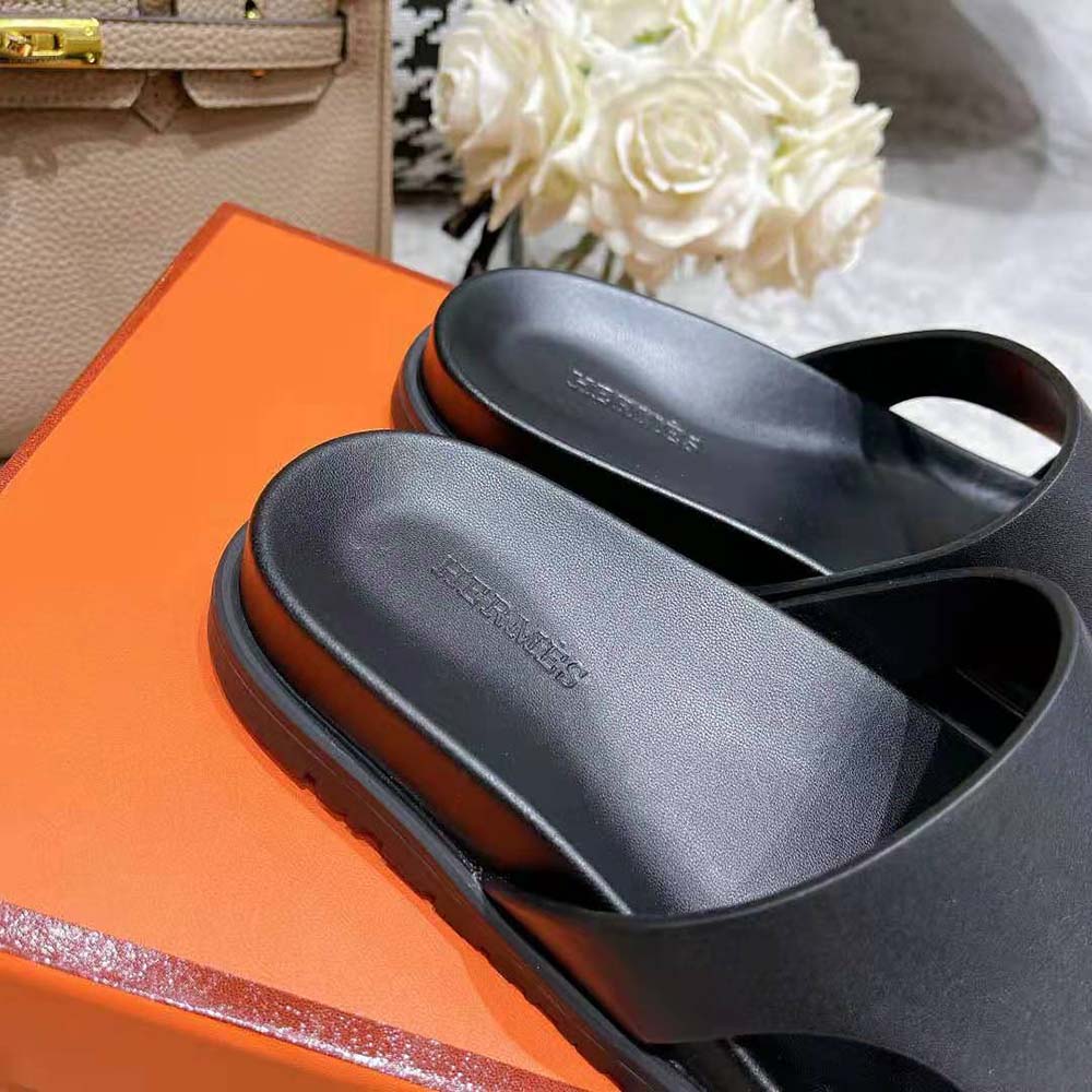 Hermes Women Edith Sandal in Calfskin with Perforated Upper-Black - image 10