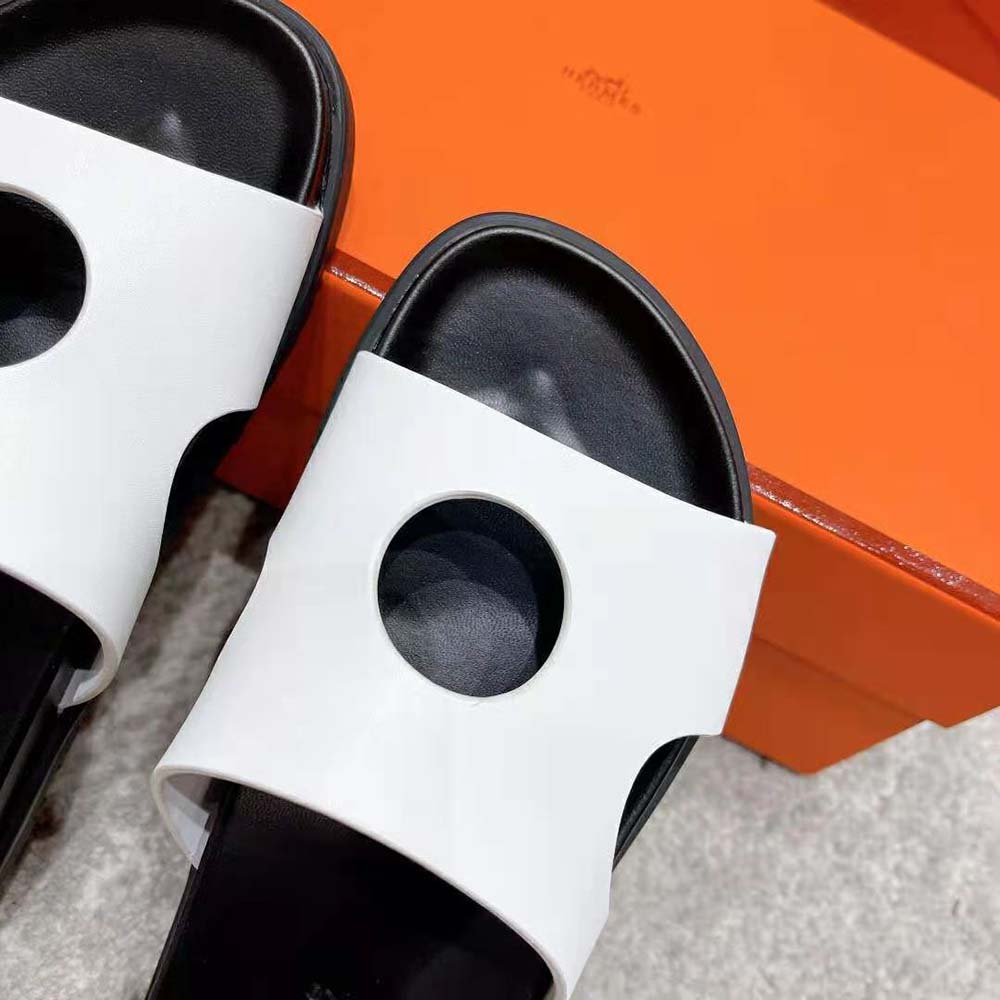 Hermes Women Edith Sandal in Calfskin with Perforated Upper-White - image 9