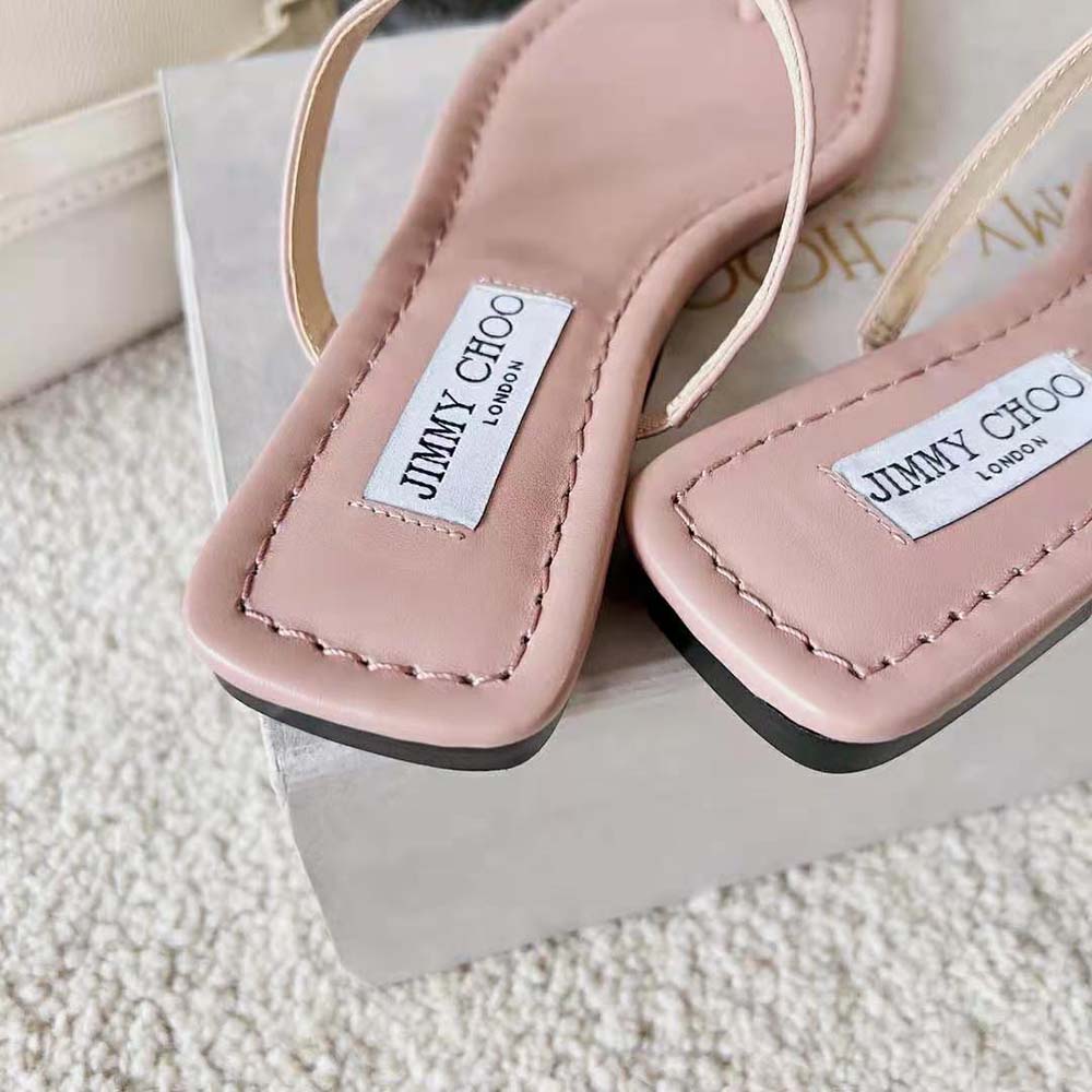 Jimmy Choo Women Alaina Flat Ballet Pink Nappa Leather Flats with Pearl Embellishment - image 9