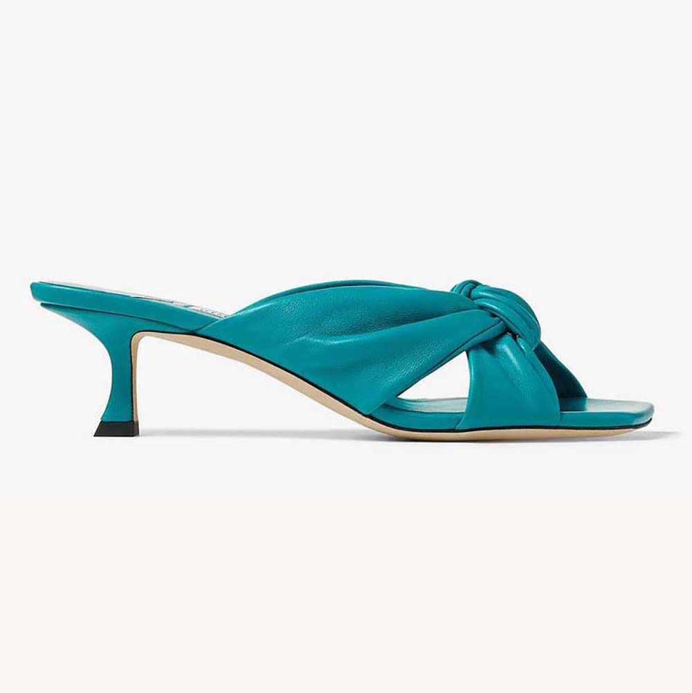 Side profile of Jimmy Choo Women Avenue 50 Malibu Nappa Leather Mules