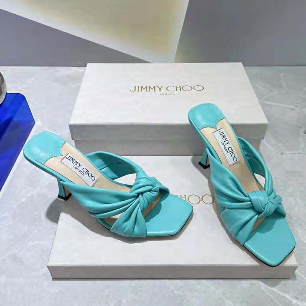 Rear view showing elegant open back of Jimmy Choo Avenue 50 mules