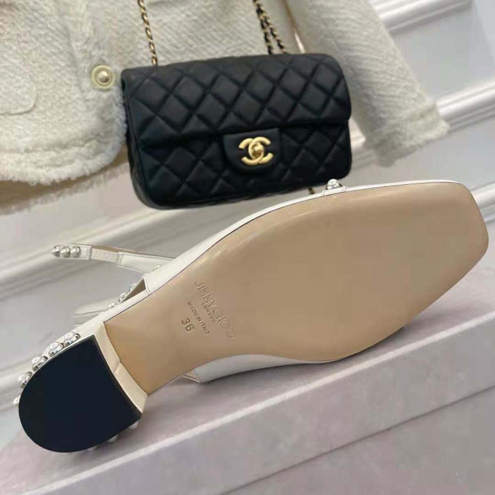 Jimmy Choo Women Hya 45 Latte Nappa Slingbacks with Pearl Studs - image 10