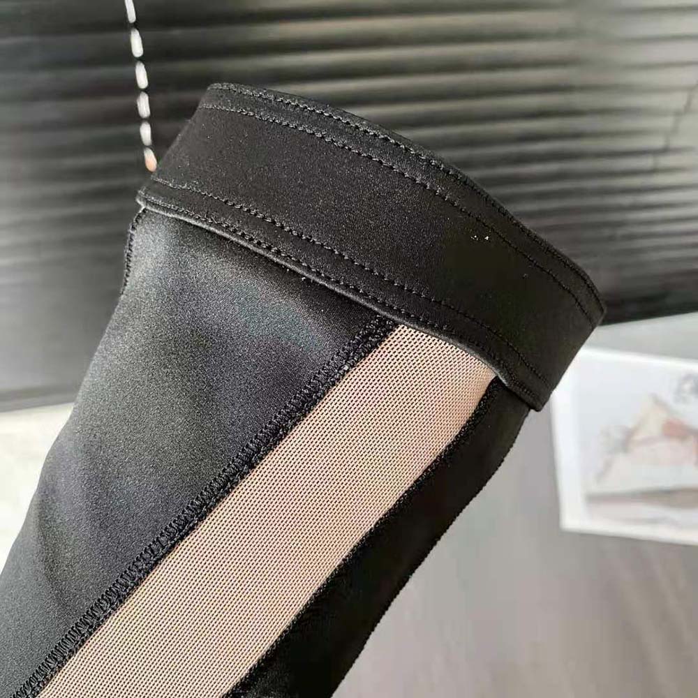 Jimmy Choo Women Mugler Sock OTK Boot Black and Nude Sheer Spiral Stretch Fabric Sock Over-The-Knee Boots - image 7