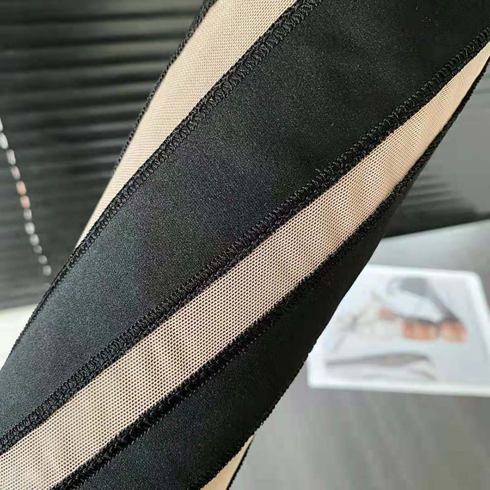 Jimmy Choo Women Mugler Sock OTK Boot Black and Nude Sheer Spiral Stretch Fabric Sock Over-The-Knee Boots - image 6