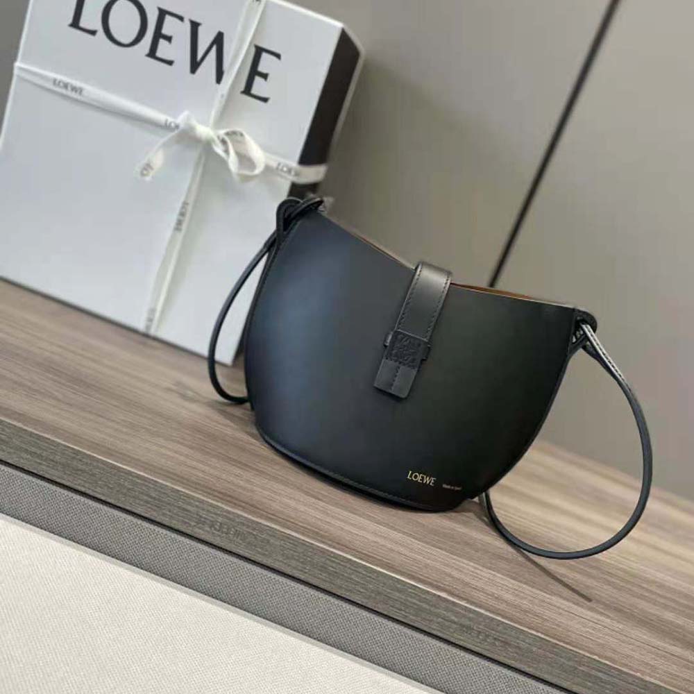Close-up of polished silver hardware on Loewe Moulded Bucket Bag