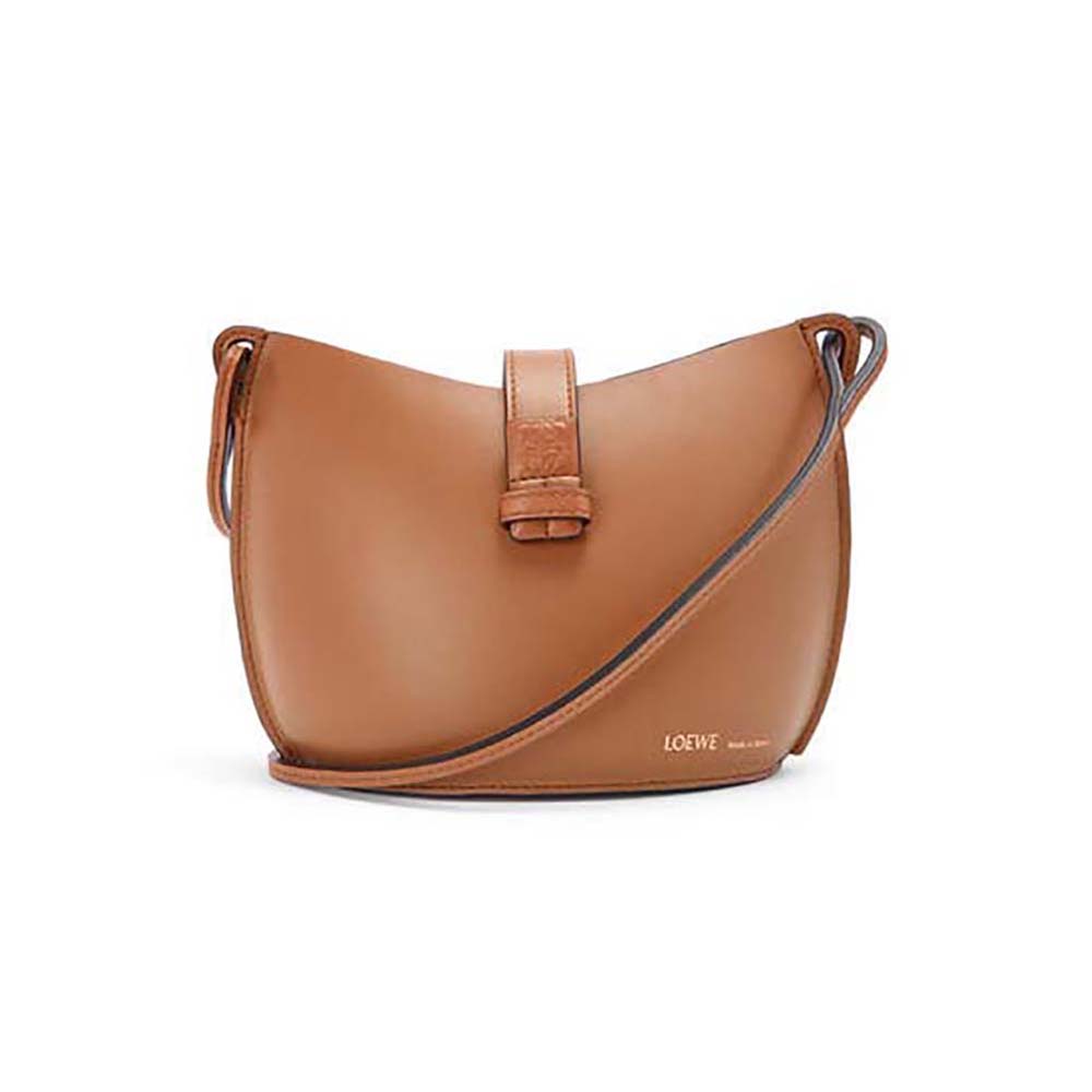 Front view of Loewe Women Moulded Bucket Bag in Calfskin-Brown