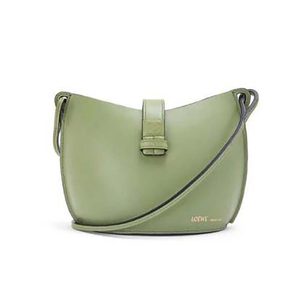 Front view of Loewe Women Moulded Bucket Bag in Calfskin-Lime
