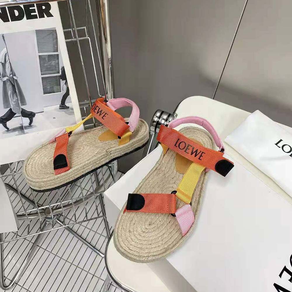 Loewe Women Strappy Espadrille in Nylon-Orange - image 4