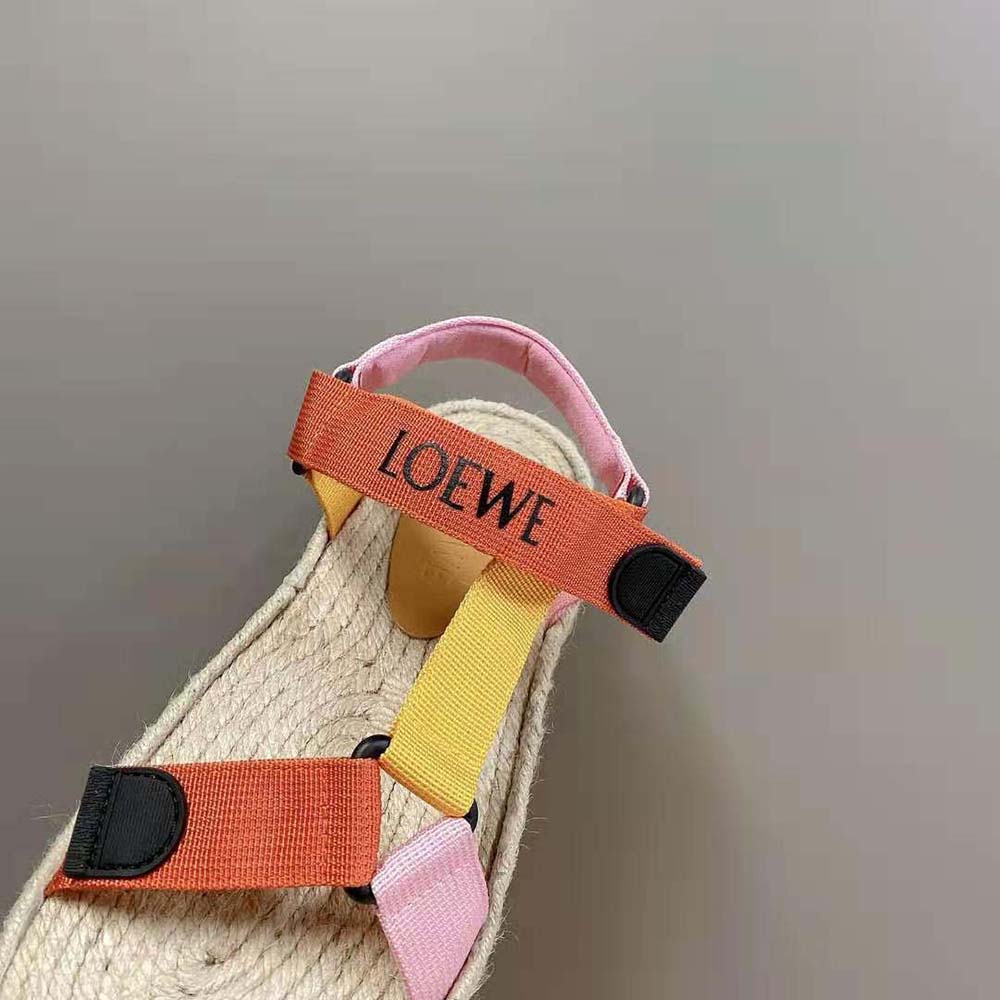 Loewe Women Strappy Espadrille in Nylon-Orange - image 9