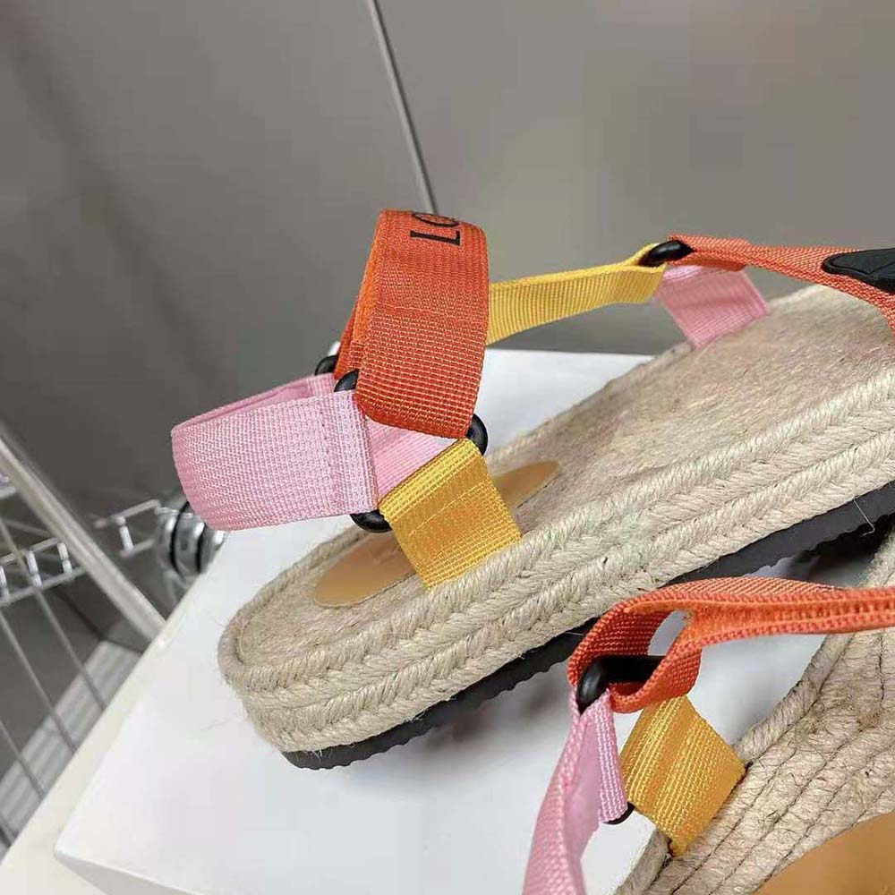 Loewe Women Strappy Espadrille in Nylon-Orange - image 8