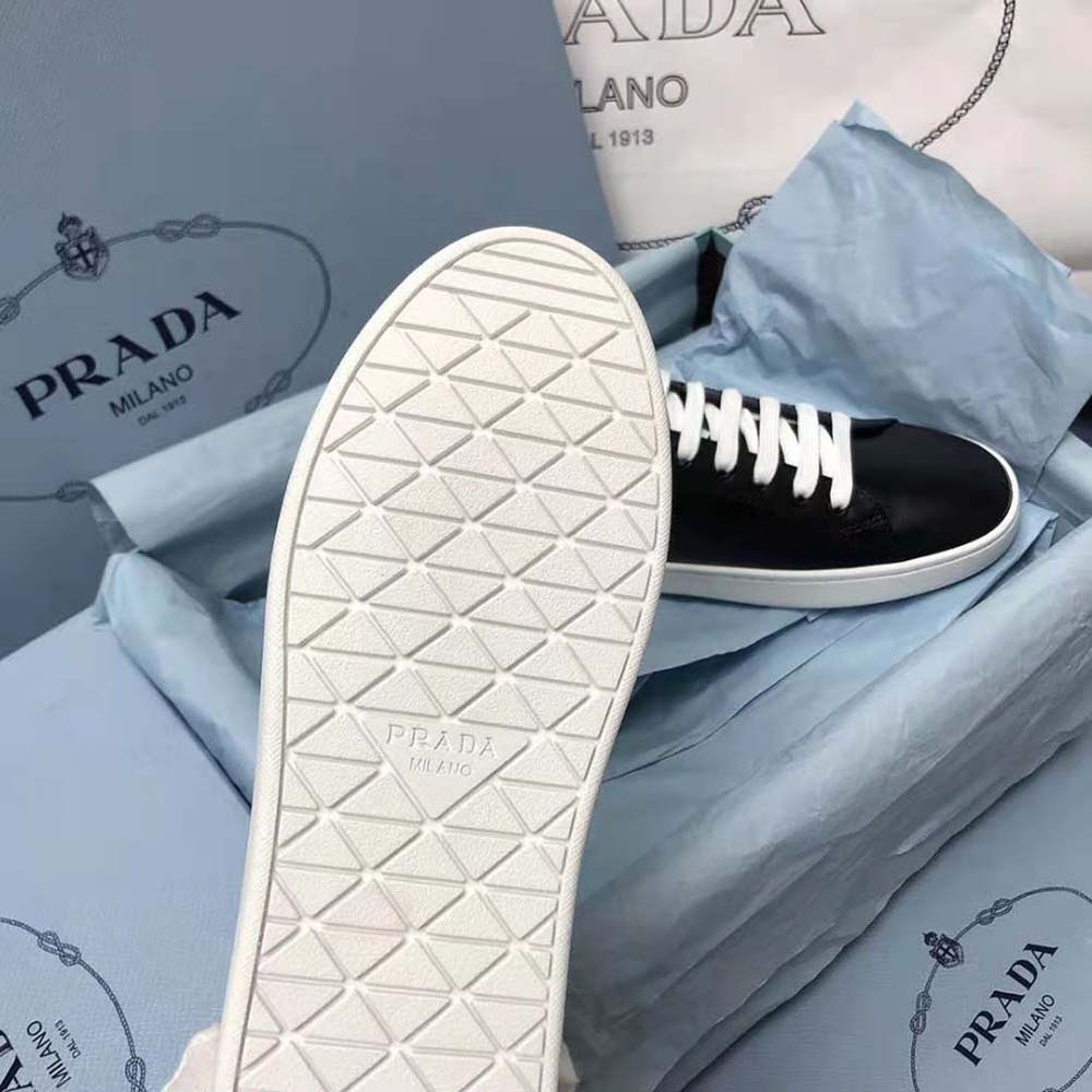 Prada Men Brushed Leather Sneakers-Black - image 10