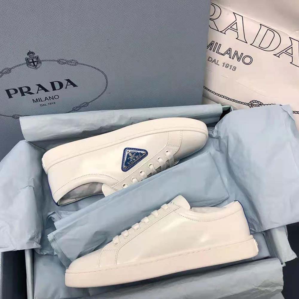 Prada Men Brushed Leather Sneakers-Blue - image 6